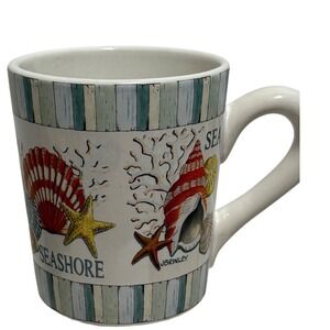 Cypress Home J Brinley Coastal Seashell Coffee Mug Nautical Beach Ocean Blue 4in